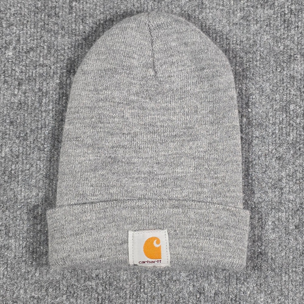 Carhartt A18 HGY Heather Grey Acrylic Cuffed Beanie Hat Lost Embroidery OSFM